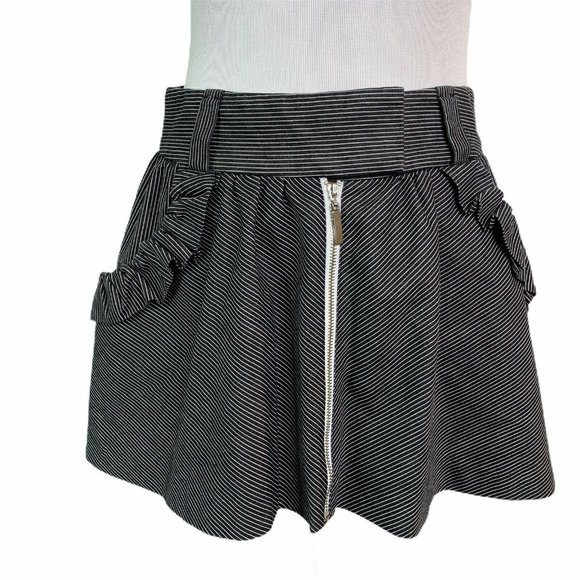 BEBE -Striped Ruffled Mini Flare Skirt - Picture 1 of 7